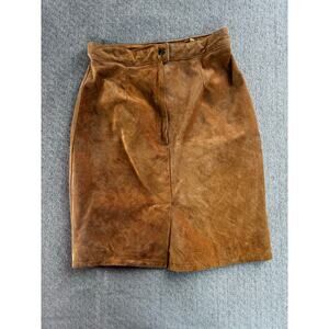 Vintage The Limited Sz 6 Leather Skirt Tan Brown VTG Festival Boho